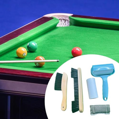 harayaa 5 Pieces Billiard Cleaning Brush Pool Table Felt Cleaner Wooden Handle Sticky Roller Snooker Accessories Multifunctional Tool Suitable for Billiards R - color: Wooden