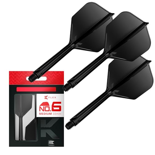Target Darts K Flex Integrated Dart Flight and Shaft, No.6 | 3-Pack K-Flex - No. 6, Kflex Precision-Molded 2-in-1 Dart Flights and Dart Shaft | Professional Dart Accessories - color: Black, size: Medium (33mm)