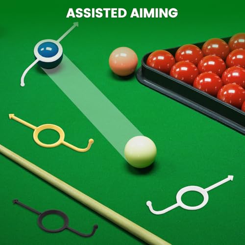 6 Pcs Precision Pool Shot Aiming Aid, Billiards Aiming Aid, Cue Shot Aiming Aid for 2-1/4" Balls, Improve Your Pool Skills, Perfect for Beginners & Intermediate Players（White/Yellow/Black）