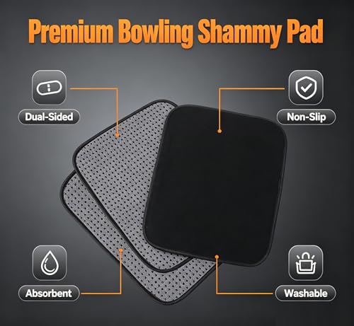 BROYEUR 2PCS Bowling Seesaw Bag and Bowling Shammy Pad,Microfiber Bowling Ball Towel Bowling Cleaning Shammy Pad,Bowling Ball Sling Seesaw Polisher Set