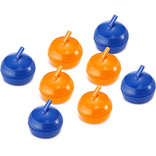 8 Pieces Mini Shuffleboard Pucks Tabletop Curling Game Pucks Replacement Shuffleboard Rollers Sliding Bead Games for Adults (Blue, Orange)