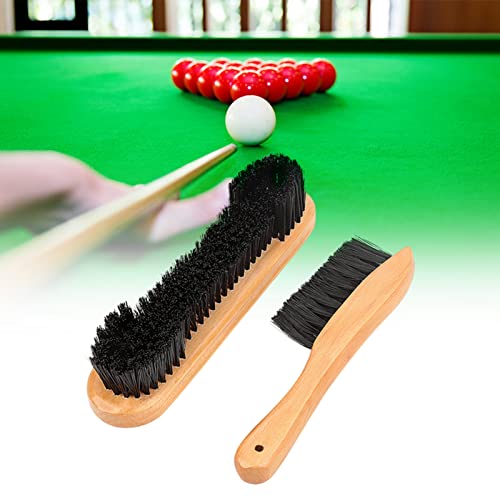 2 Pcs Billiards Pool Table Rail Brush Set, Wood Cleaning Tools Billiard Table Brush with Handle and Hanging Hole for Pool Table Accessories