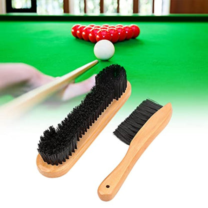 2 Pcs Billiards Pool Table Rail Brush Set, Wood Cleaning Tools Billiard Table Brush with Handle and Hanging Hole for Pool Table Accessories