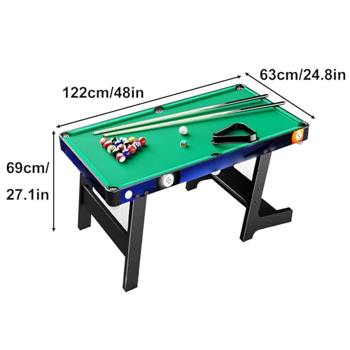 Compact Folding Pool Table, Portable Billiards Table, Strong and Resilient Ideal for Game Rooms, Basements, and Entertainment Spaces
