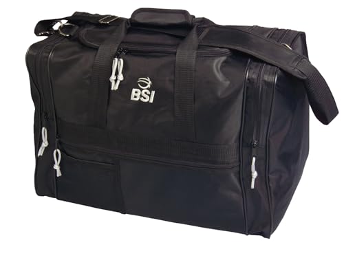 BSI Dash Roller Bowling Bag with Smooth Rolling Wheels, Padded Ball Compartment, Retractable Locking Handle, & Shoe Pocket - color: Prestige Black, style: Double