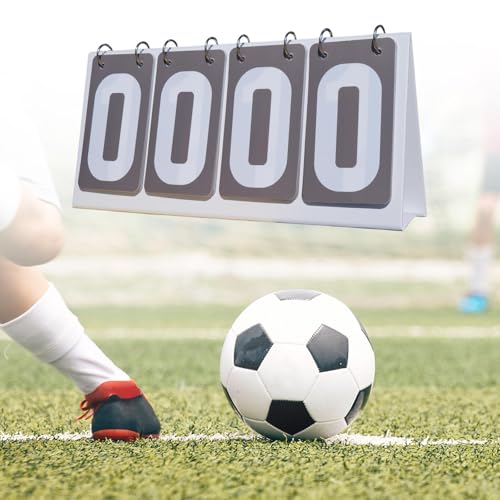 harayaa Sports Scoreboard Flip Number Score Board Lightweight Tabletop 4 Digit Scoring Counter PVC Construction Suitable for Basketball Football Table Tennis