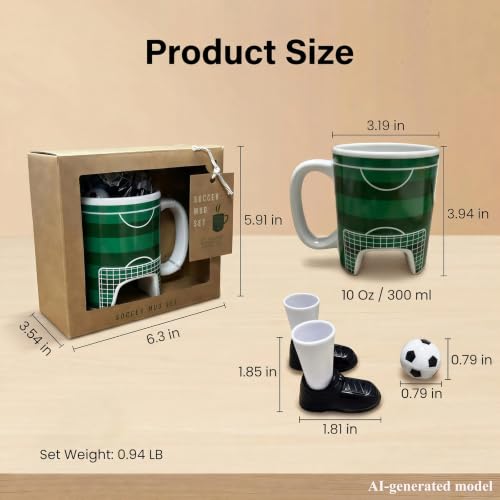 Soccer Gifts Mug Set with A Ball and Finger Shoes, Soccer Coach Gifts, Funny Coffee Mug, Interactive Game Football Gifts for Boys 8-12, Men, Dad, Fathday's Day, Birthday, Christmas, 12 Oz