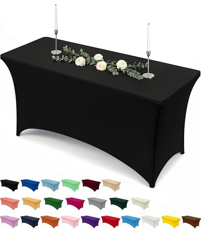 Utopia Kitchen Spandex Tablecloth 1 Pack [6FT, Black] Tight, Fitted, Washable and Wrinkle Resistant Stretch Rectangular Patio Table Cover for Event, Wedding, Banquet & Parties [72Lx30Wx30H Inch] - color: Black, size: 6 Feet - 1 Pack