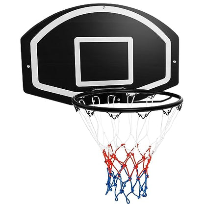 Goplus Wall Mount Basketball Hoop, 28.5’’ x 18’’ Large Backboard with 17’’ Rim, Shatter-Proof Backboard, All-Weather Net, Door Wall Mounted Indoor Outdoor Basketball Playset for Backyard