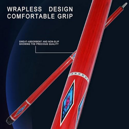Carbon Fiber Pool Cue – 12.9mm, 14mm and 12.4mm, 2-Piece Billiard Cue Stick for Women/Men, Professional Break Cue for Snooker, 8-Ball, 9-Ball, Home & Club Use - color: Red 1