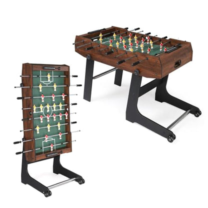 PEXMOR 48" Foldable Foosball Table Adult Size, Soccer Game Table for Kids & Adults, Folding Foosball Tables for Game Room, Home, Arcade w/Rolling Wheels & 2 Balls