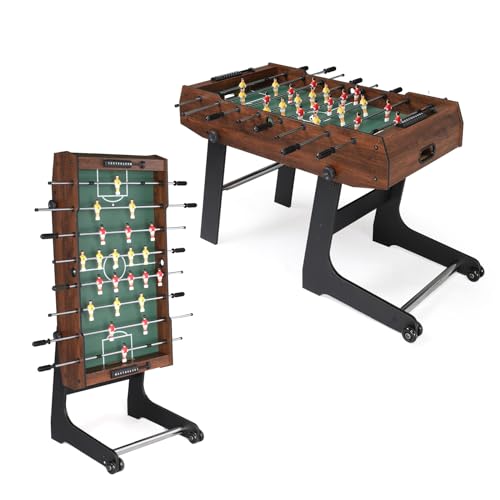 PEXMOR 48" Foldable Foosball Table Adult Size, Soccer Game Table for Kids & Adults, Folding Foosball Tables for Game Room, Home, Arcade w/Rolling Wheels & 2 Balls