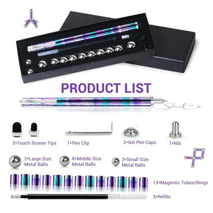 Elegancy Fidget Pen Magnetic Unique for Kids Magnet Gel Pen Gadget for Men Creative Stress Relief Office Desk Tool and Innovative Gift for Teenagers Adults Fidget Toy - color: Rainbow