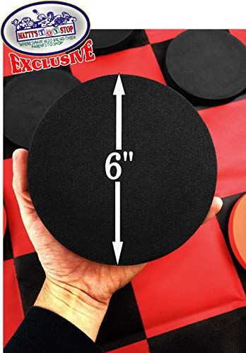 Matty's Toy Stop Deluxe Giant Checkers (Indoor/Outdoor) Game with 6" Foam Discs, 48" (4 feet x 4 feet) Game Mat and Storage Bag