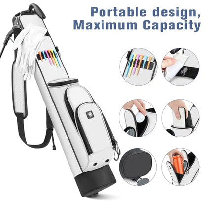Findway Golf Stand Bag, [Upgraded Generous Space] Small Golf Bag for Driving Range, Par 3 & Executive Courses, Lightweight Sunday Golf Club Carry Bag with 3 Pockets - color: White