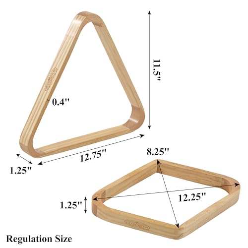 Barrington Billiards 2-Piece Rack Set for Standard 2-1/4 Inch Pool Balls, Triangle 15-Ball, and Diamond 9-Ball, Solid Two-Tone Wood Billiard Accessories