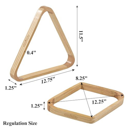Barrington Billiards 2-Piece Rack Set for Standard 2-1/4 Inch Pool Balls, Triangle 15-Ball, and Diamond 9-Ball, Solid Two-Tone Wood Billiard Accessories