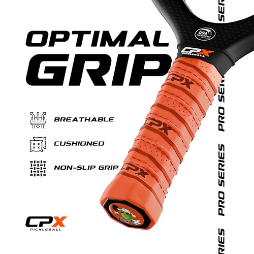 CPX Pro Carbon Fiber Pickleball Paddle - Professional Grade, Matte Finish, Honeycomb Core, Tennis Style Grip - Edgeless Paddle Designed in Chicago, USA - color: White Pro