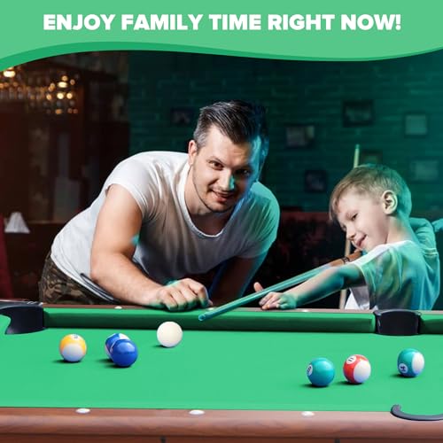 Ditkoko Billiard Table, 64" Folding Pool Table with with Balls, Cues, Chalk, Brush and Triangle, Pool Table Set for Family Game Room, Adult Rrec Room, Basements, Man cave or Garage