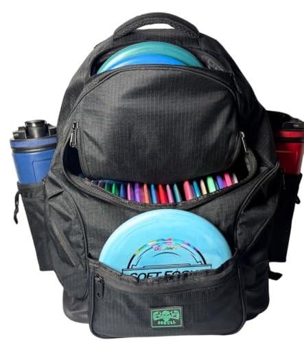 3Skull Disc Golf Bag SK2-30+ Disc Capacity - Ripstop - 5 Storage and 2 Water Bottle Pockets - Frisbee Disc Golf Backpack - Black