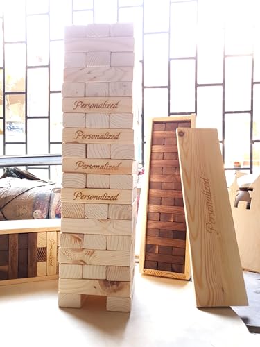 Personalized Giant Tumbling Timbers/Stacking Blocks Game with Wooden Box/Size 4.7inch (12cm)
