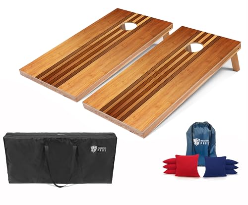 Tailgating Pros Lightweight Regulation Cornhole Boards – 2x4 ft, Portable & Durable with Bright, Fun Printed Designs – Outdoor Game Set for Backyard, Tailgating & Beach - color: Retro Wooden