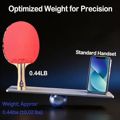 DHS Ping Pong Paddles with Fabric Paddle Cover Case，Sticky Rubber for Max Spin, 7-Ply Wood Table Tennis Racket, Tournament Ready - style: 4002-Shakehand