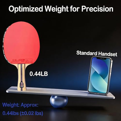 DHS Ping Pong Paddles with Fabric Paddle Cover Case，Sticky Rubber for Max Spin, 7-Ply Wood Table Tennis Racket, Tournament Ready - style: 4002-Shakehand