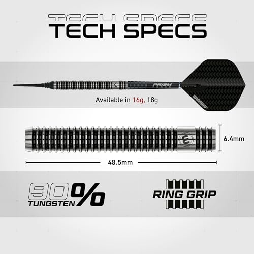 Winmau Blackout Softip Tungsten Darts Set with Flights and Shafts (Stems) - size: 18G - Soft Tip, style: Soft Tips