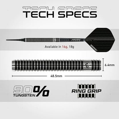 Winmau Blackout Softip Tungsten Darts Set with Flights and Shafts (Stems) - size: 18G - Soft Tip, style: Soft Tips