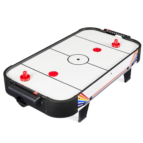 Best Choice Products Portable Tabletop Air Hockey Table for Game Room w/ 100V Motor, Electric Fan, 2 Strikers, 2 Pucks - color: Blue/White Arcade