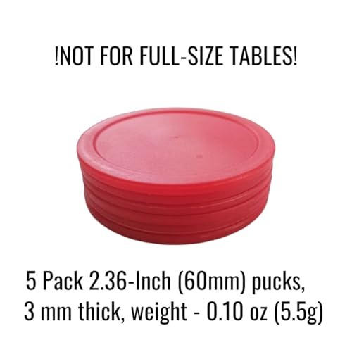 5 Pack 2.36-Inch (60mm) Lightweight Mini Air Hockey Pucks - Durable 3mm Thick Replacement Pucks for Small Air Hockey Tables - 0.19oz (5.5g) Pucks for Fast Mini Gameplay