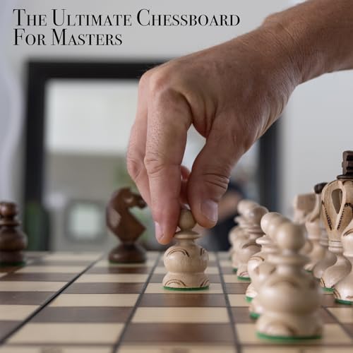 Wegiel Grand Royal Wooden Chess Set for Adults and Kids - 18 Inch Luxury Chess Set, Handcrafted from Premium Beech and Birch Wood - Unique Folding Design with Storage - color: Grand Royal