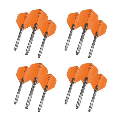 RED DRAGON Dart Flights and Shafts (Stems) Combo Set - Hardcore Flights and VRX Shafts - color: Orange