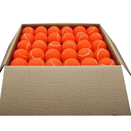 SHYUJAJIE Tennis Balls, 90 Pack Training Tennis Balls Bulk, High Elasticity Practice Tennis for Beginner, Exercise Playing Balls for Pet Dog - color: Orange