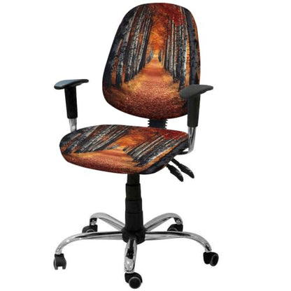 Savannan Office Chair Cover, Autumn Forest Fallen Leaves Protective Stretch Elastic Universal Cover for Desk Task Chair,Computer Rotating Chair 1 Pcs Trees Red Orange Maple Leaves