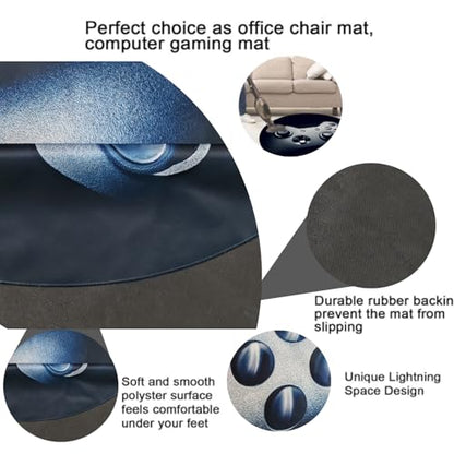 Black Gaming Chair Mat for Hardwood Floor Anti-Slip, Round Office Computer Carpet for Teen Bedroom Decor, Office Gaming Room, Round 47"