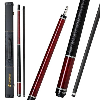 Carbon Fiber Pool Cue Stick 10.5mm/11.8mm/12.5mm,Low Deflection Pool Stick with Rare Wood Butt,Professional Cue Stick with Box Case - color: Bird Eye_Red_11.8mm