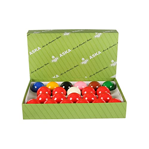 ASKA Billiards Snooker Balls Set, 22 Balls Including a Cue Ball - style: SB02A, Grade A, Set of 22 balls 2-1/16