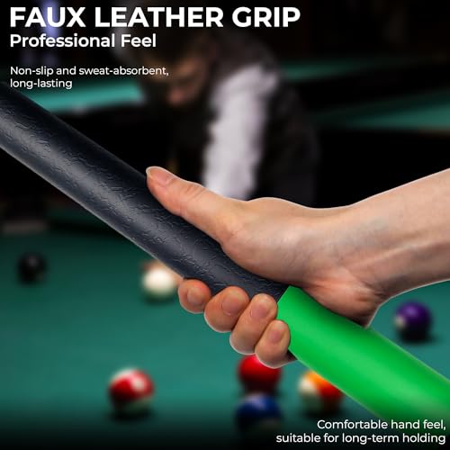 58 Inch Pool Cues, 2-Piece Billiard House Bar Pool Cue Sticks with Multi Layer Soft Leather Grip, Set of 2 Canadian Maple Wood Billiard Sticks - color: 2PK-Blue/Green