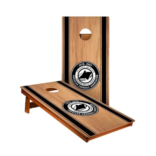 ACA Backyard Series Cornhole Boards | Solid Wood Outdoor Corn Hole Game Set | Choose Tailgate 2x3 or Regulation 2x4 Sizes | 10+ Design Options - color: Classic Stripes 2x4 Boards, size: B. NO Bags | Include Carry Case