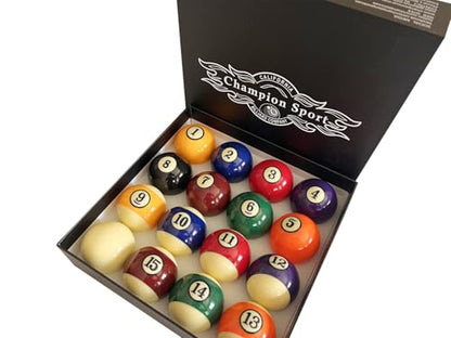Champion Deluxe 2-1/4" Billiard Pool Ball Set Complete 16 Ball Set (Several Style Available) - color: Pro-Cup Pool Balls Set
