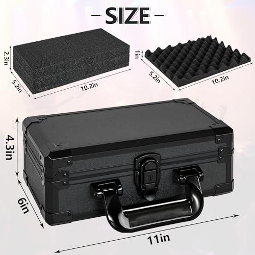 11 Inch Carrying Case With Customizable Pre-Diced Foam, Aluminum Case, Aluminum Alloy Sturdy Build, Storage Case for Microphone, Equipment, Camera, Tools, Recorder, etc - size: 11.1x5.9x5.5 Inch