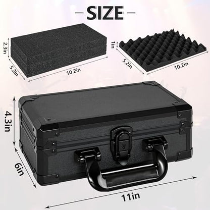 11 Inch Carrying Case With Customizable Pre-Diced Foam, Aluminum Case, Aluminum Alloy Sturdy Build, Storage Case for Microphone, Equipment, Camera, Tools, Recorder, etc - size: 11.1x5.9x5.5 Inch