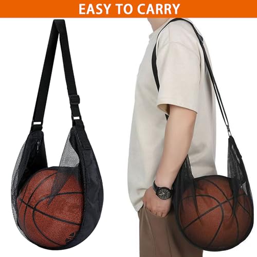 Mesh Ball Bag for Basketball Soccer & Volleyball, Sports Ball Bag with Zipper Pocket,Ball Storage Bag,Lightweight and Breathable - style: Style a