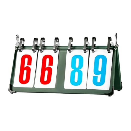 Sports Scoreboard Tabletop Flip Score Keeper Portable Multi Sports Score Counter Lightweight PVC Metal Water Resistant Suitable for Basketball Footbal - color: 4 Digit