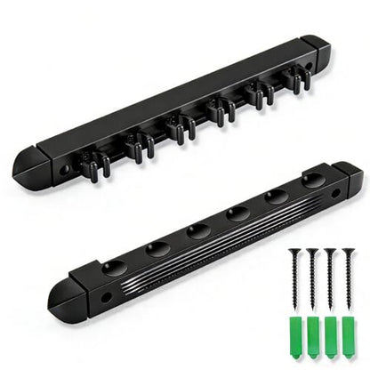 SUPERDIAMOND Pool Cue Rack Wall Mount, 6 Cues Solid Wood Pool Stick Holder, 2-Piece Minimalist Cue Stick Holder & Billiard Cue Racks for Game Room, (Black / 6 Cues) - size: 6 Cues, style: SU-LM-Pool Cue Rack-6cues