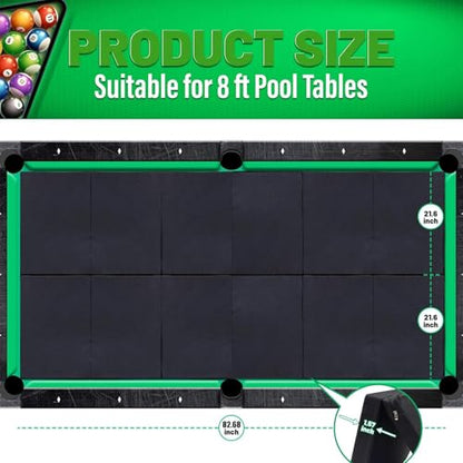 Pool Table Insert Mat for Pool Table Protection Billiard Table to Dining Table Foldable Removable Foam Mat with Zipper, Black