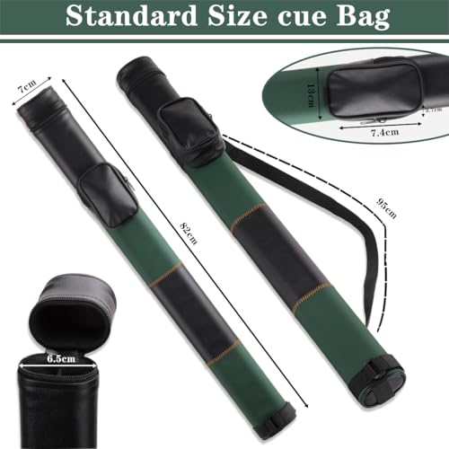 Billiard/Pool Cue Hard Cases, Cue Case 1 Stick 2 Holes,Holds 1 Complete 2-Piece 58 Inches Cue Sticks,Deluxe Hard Billiard Pool Cue Stick Carrying Case,Pool Billiards Accessories - color: Green