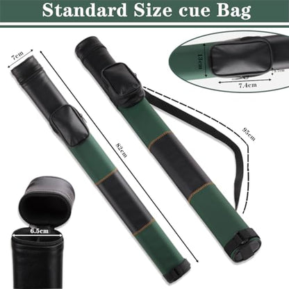 Billiard/Pool Cue Hard Cases, Cue Case 1 Stick 2 Holes,Holds 1 Complete 2-Piece 58 Inches Cue Sticks,Deluxe Hard Billiard Pool Cue Stick Carrying Case,Pool Billiards Accessories - color: Green